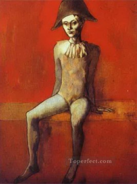 パブロ・ピカソ Painting - 赤いソファに座る道化師 1905年 パブロ・ピカソ